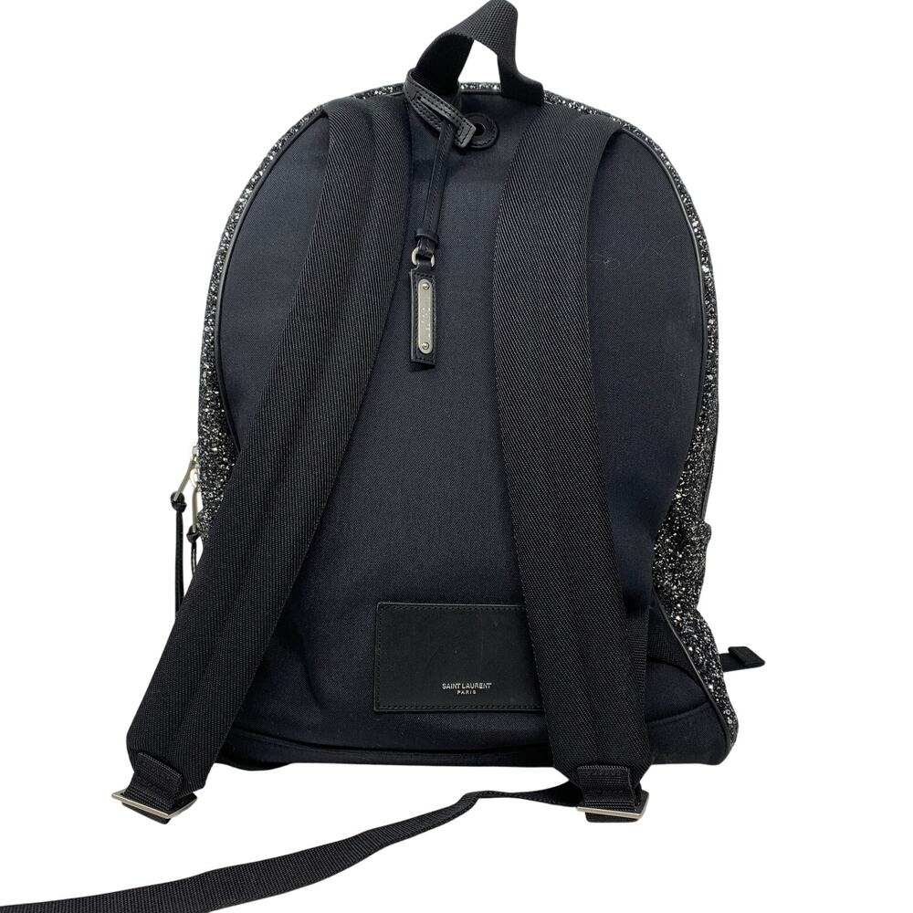 Saint Laurent City Glitter Backpack In Black Silver Multi Adjustable Straps - Picture 3 of 11